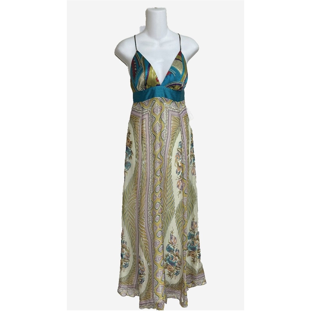 NWT~ SINGLE Brand Dress Silk Chiffon Boho Fairy Y2K Empire Art Eclectic S XS - Picture 2 of 11